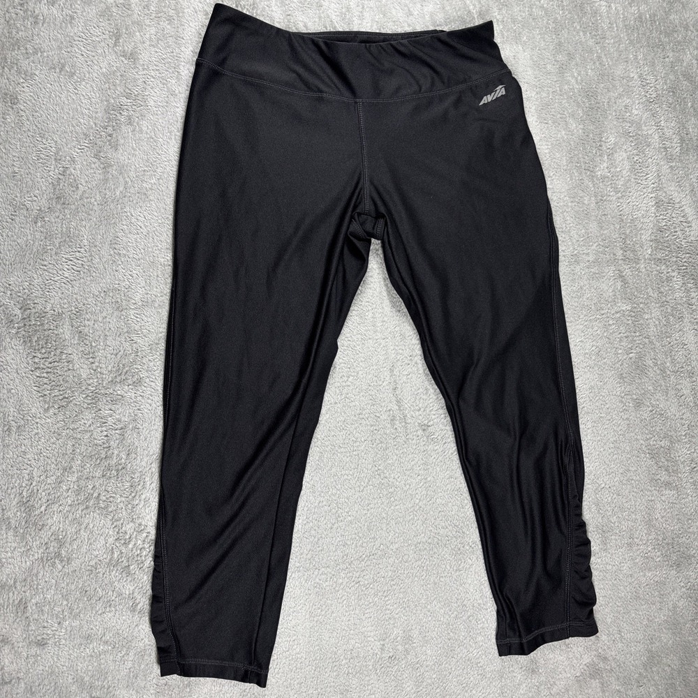 Avia Active Wear Capri Women's Black Workout Pants Calf Accents Size Small
